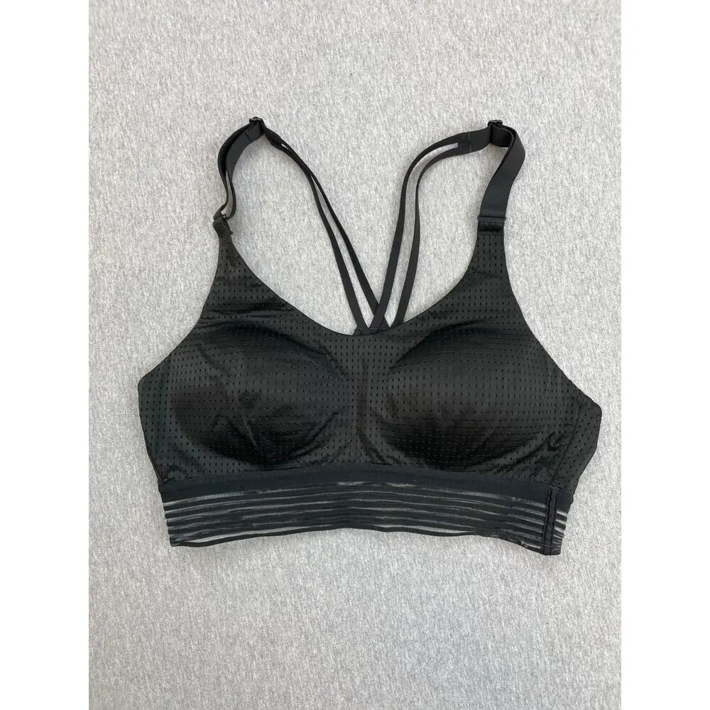 Victorias Secret Victoria Sport Bra Women 34B Black Mesh Lightweight Performance